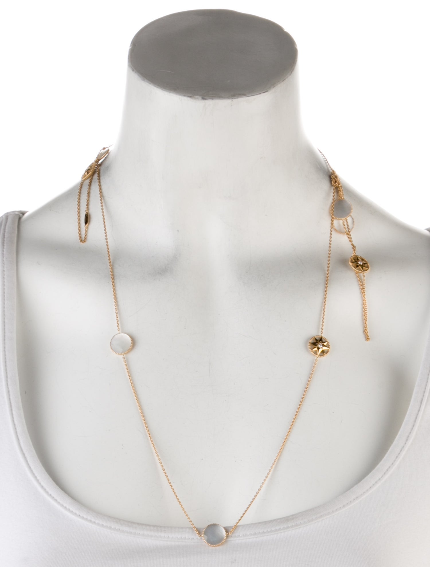 Christian Dior 18K Mother of Pearl & Diamond Rose des Vents Long Station Necklace
